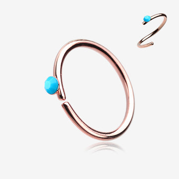 Rose Gold Turquoise Bead Top Bendable Steel Nose Hoop-Turquoise